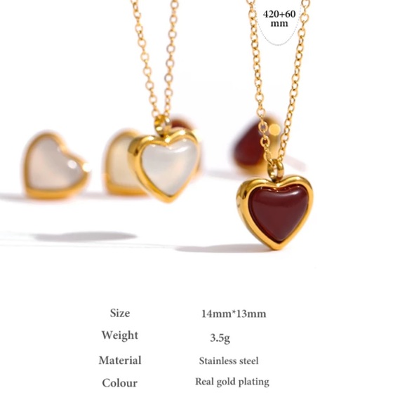 💛Gold plated white heart pendant necklace - Picture 3 of 5